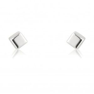 Silver square stud earrings